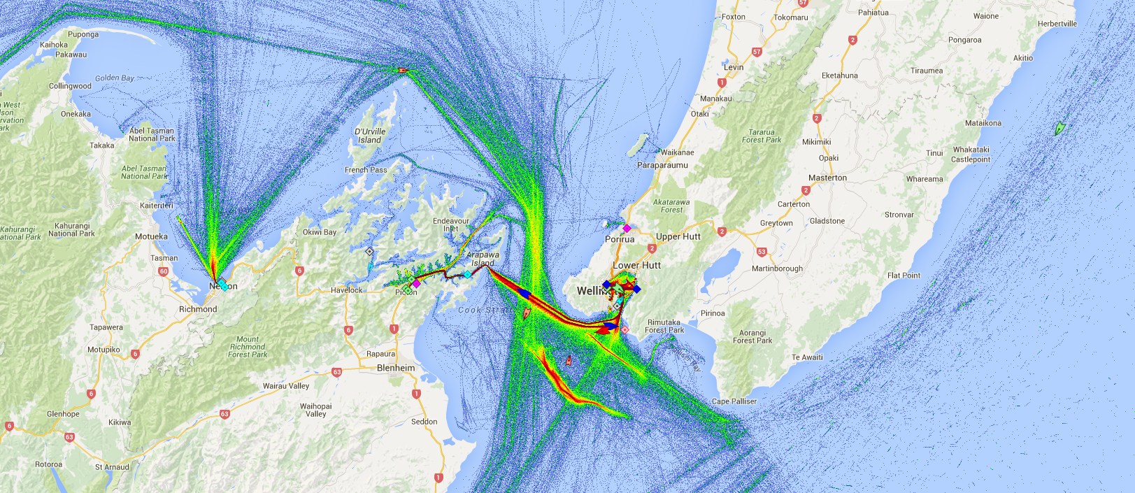 Live Marine Traffic, Density Map and Current Position of ships in COOK STRAIT